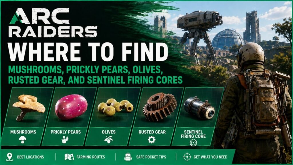 Where to Find Mushrooms, Prickly Pears, Olives, Rusted Gear, and Sentinel Firing Cores in ARC Raiders Arc Raiders Item Locations